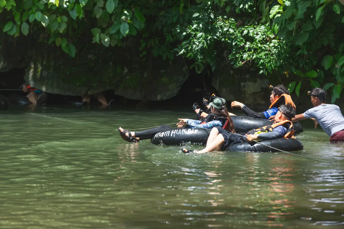 Exploring Tham Nam Cave